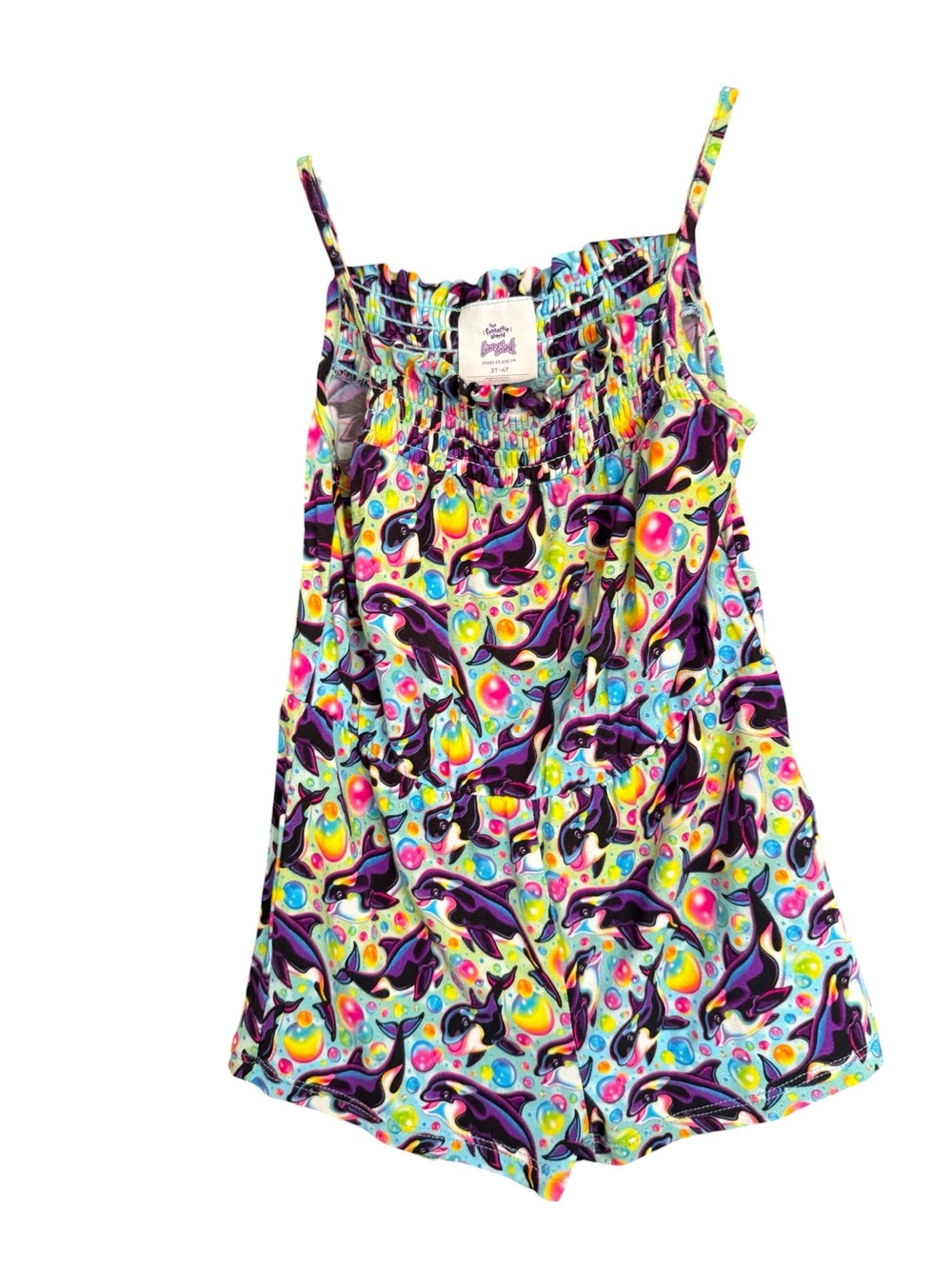 Posh Peanut Lisa Frank Romper Max Splash Orca Killer Whale 3T 4T Smocked Bamboo